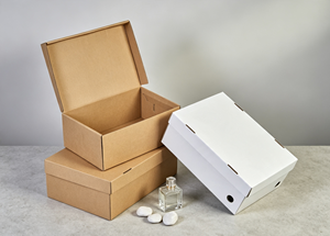 Boîte pliante écologique recyclable à couvercle rabattable en carton ondulé épais, disponible en versions kraft et blanc, idéale pour les cadeaux et l'artisanat - Product Image 2