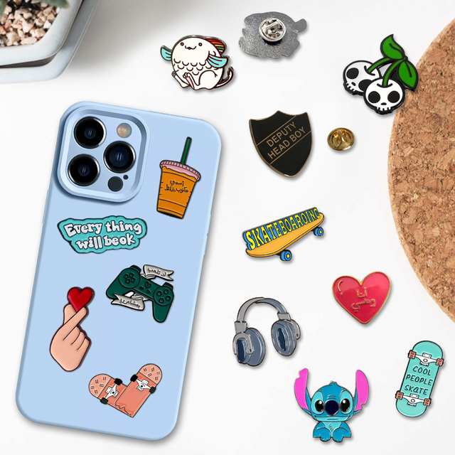 Custom 3M Metal Crafts Enamel Pins Sticker Badge Custom Printing Colorful Logo Adhesive Sticker for Mobile Phone case