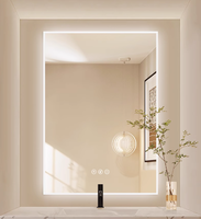 Miroir de salle de bain LED rétroéclairé mural sans cadre, commande tactile, anti-buée, miroir de vanité intelligent pour la maison, l'hôtel, la salle de bain