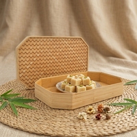 Boîte en bambou tressé octogonale, plateau décoratif pour cuisine, bureau, salon, nouveau style chinois, couvercle, rangement durable, moderne, flexible