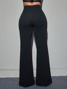 STYLIZED MODERN ECO-FRIENDLY Durable Embroidered Fabric PolySterBlend <b>Black</b> TROUSER Model 1030 OSCA INTERNATIONAL Sizes SMLXLXXL - Product Image 2