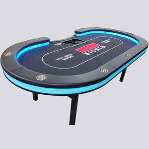 Table de <span class=keywords><strong>poker</strong></span> ovale de haute qualité avec pieds pliables de 2,4 m, pour 10 joueurs, avec éclairage LED, boîte de rangement, style moderne, pour le baccarat et autres jeux, en métal - Product Image 1