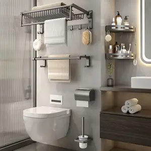 gun grey Decoration Design Full Bathroom Shower Factory Price Toilet Sets Bathroom Hardware Parts wc toilet set bathroom