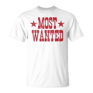 Camiseta Most Wanted con diseño de estrella y texto rojo en blanco, ajuste unisex - Product Image 2