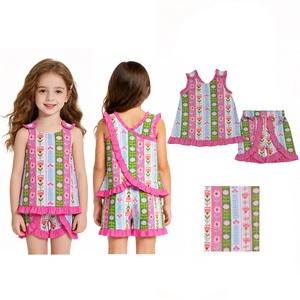 En Stock, Nueva Llegada, Conjuntos de Ropa de Verano para Bebés y Niñas Pequeñas, con Flores, sin Espalda, a la Moda, Venta al por Mayor, Ropa Linda para Bebés y Niños - Product Image 1