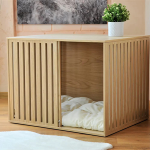 Cama y Jaula para <span class=keywords><strong>Perro</strong></span> de Bambú Moderna para Interiores, Mueble Rectangular para Sala de Estar, <span class=keywords><strong>Casa</strong></span> para Mascotas Ecológica y Personalizable - Product Image 2