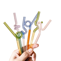 Nouveau design pailles en verre pailles réutilisables colorées cotillons