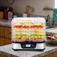 Déshydrateur alimentaire domestique à 6 plateaux avec minuterie numérique et contrôle de la température, certifié CE CB GS ETL SAA FDA LFGB RoHS REACH, sans BPA, pour snacks