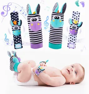 Sonajeros de muñeca para bebé, conjunto de juguetes para buscador de pies, calcetín sonajero para niño pequeño, pulsera de mano para brazo, calcetines de tobillo para pierna
