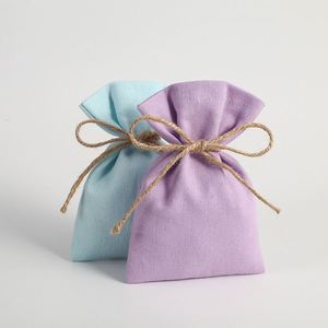 Sac en toile de coton avec cordon, impression de logo, 9x12cm, pochette cadeau réutilisable, pochette à bijoux, pochette pour dragées de mariage, sac à bonbons - Product Image 1