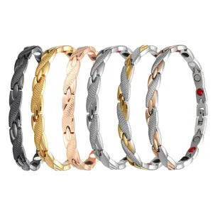 BioMagnetic Jewelry Wholesale Snake Stainless Steel Silver Gold Health Elements Magnetic Bracelet Negative ions Bracelet Women