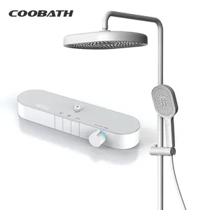 High-End Nieuw Ontworpen Met Opbergrek Douche Sprinkler Handheld Waterval Digitaal Display Messing Douchekop Systeem