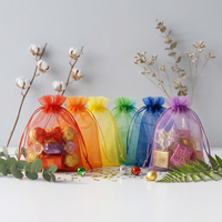 Sacs en tulle métallisé brillant en polyester de haute qualité personnalisés en gros avec cordon de serrage pour bijoux et présentoirs cadeaux en organza
