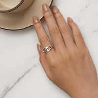 Bague carrée basique tendance en argent sterling 925, ajustable, pour femme, cadeau de rendez-vous, bijoux fins SCR965