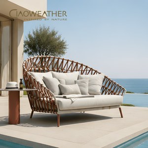 Patio giardino esterno mobili di lusso in alluminio corda lettini esterno <span class=keywords><strong>mare</strong></span> giorno letto spiaggia lettini rotondi con cuscino - Product Image 1