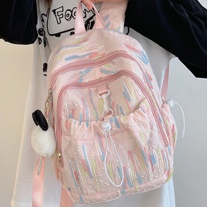 Cute Mini <b>Backpack</b> For Girls 13 Inches Stripe Pattern School Education Interior Zipper Pocket Detachable Straps - Product Image 2