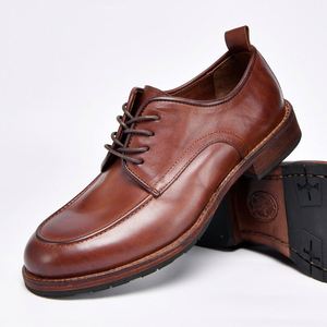 Chaussures Oxford Derby Décontractées Haut de Gamme Rétro à Semelle Souple Respirantes Confortables Formelles en Cuir Imperméables pour l'Automne - Product Image 4