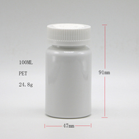 Bouteille de recyclage d'emballage solide oral en plastique PET de qualité pharmaceutique chinoise de 100ml/cc avec bouchon brillant PS et joints pour tablette de capsule de pilule
