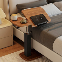 Table d'appoint moderne en bois réglable en hauteur, mini table basse, bureau multifonctionnel, étagère de rangement pour salon, balcon, chambre