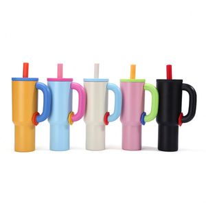 New Arrival 40oz Stainless Steel Vacuum Insulated Tumbler Large Capacity Outdoor Portable Travel <b>Straw</b> Cup Handle 6-12 Hours - Product Image 1