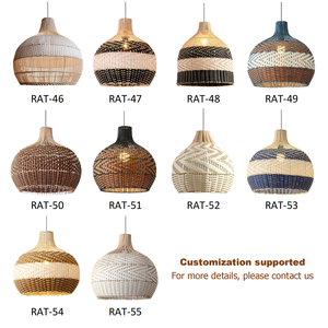 Lampe suspendue LED Wabi-Sabi, luminaire suspendu tissé à la main, texture naturelle, design moderne style ferme, pour lustres et suspensions - Product Image 5