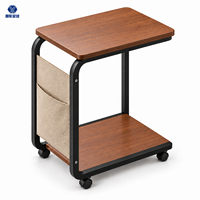 Meuble de salon moderne et simple, mini console en MDF avec roulettes, style panneau de bois, table console convertible
