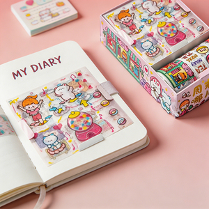 Juego de pegatinas de cinta Washi con dibujos animados, blocs de notas coloridos para decoración de diario - Product Image 4