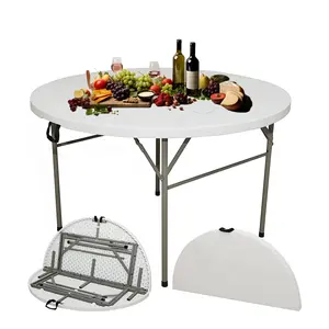 High Quality White 48 Inch Portable Camping Picnic Garden Scratch-Resistant Round Folding Table