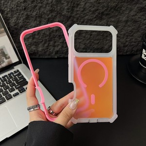 Funda Magnética para Teléfono Móvil con Diseño de Color Neón para iPhone 17 16 15 Pro Max, Textura Degradada Láser, Cubierta Trasera con Amortiguación de Aire - Product Image 4