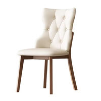 Chaise de salle à manger élégante et luxueuse MULIGNA, chaise rembourrée avec pieds en bois massif, chaise d'appoint en cuir PU de qualité supérieure pour la salle à manger à domicile