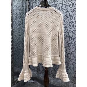 <span class=keywords><strong>Cardigan</strong></span> in maglia di <span class=keywords><strong>lana</strong></span> di alta qualità nuovo 2025 maglieria autunno inverno da donna lavorata all'uncinetto manica svasata <span class=keywords><strong>cardigan</strong></span> <span class=keywords><strong>nero</strong></span> albicocca - Product Image 2