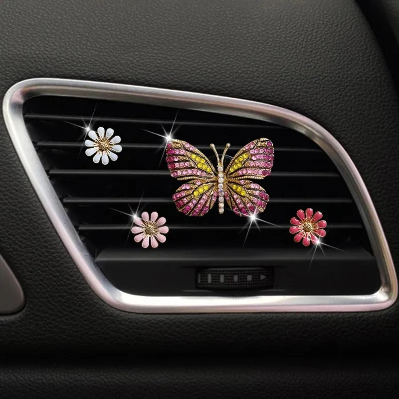 TX Universal car deodorante profumo strass farfalla presa automatica profumo aromaterapia Clip decorativa