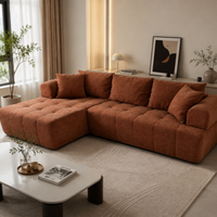 Canapé modulaire sectionnel personnalisé en tissu compressé et éponge pour salon, vente en gros sous vide