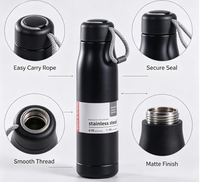 Gourde isotherme portable en acier inoxydable écologique Outdoor Knight, 600 ml, isolation thermique 12-24 heures, forme balle