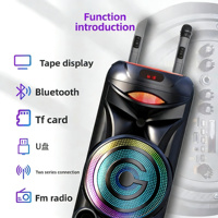 Altavoz Portátil para Exteriores de Alta Potencia con Bluetooth, Doble Micrófono, Ranura para Tarjeta de Karaoke RGB, Compatible con Computadora, Batería, Sonido
