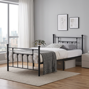 Lit superposé moderne inclinable en métal thermolaqué pour chambre à coucher, hôtel, appartement, villa - Cadre de lit double noir pour bébés et enfants SCE MBK001 - Product Image 2