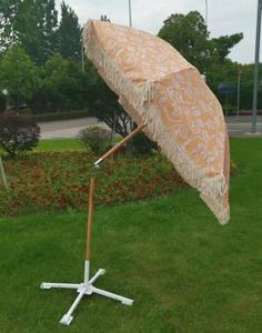 Открытый большой пляжный зонт в Корейском стиле для взрослых с автоматическим наклоном ветра с высокой устойчивостью во внутреннем дворе пляжный дизайн с кисточкой - Product Image 4