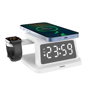 Soporte ajustable para <span class=keywords><strong>smartwatch</strong></span> <span class=keywords><strong>cargador</strong></span> inalámbrico <span class=keywords><strong>4</strong></span> en 1 con despertador digital para iwatch iPhone airpods - Product Image 1