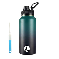 Bouteille d'eau de sport Linhui Fiole à vide en acier inoxydable isolée à double paroi Poignée à boire directe Couvercle Logo Design Adultes