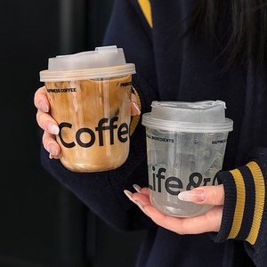 Bicchieri di Plastica PET a Forma di U Personalizzati con Logo per Bevande <span class=keywords><strong>da</strong></span> <span class=keywords><strong>Asporto</strong></span>, Trasparenti con Coperchi - Product Image 1