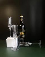 Gobelets à champagne en plastique transparent avec pied, vente en gros d'usine, gobelets à vin jetables de 4 oz pour la restauration, les fêtes et les rassemblements