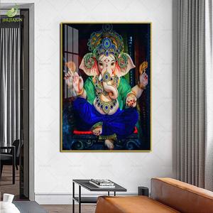Peinture décorative indienne, tableau suspendu Bouddha, tête d'éléphant, richesse et prospérité, peinture murale en diamant de cristal, tableau suspendu pour couloir - Product Image 3