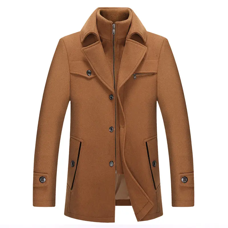 Manteau d'hiver en laine pour homme, Long Trench, chaud, grande taille, vente en gros, haute qualité