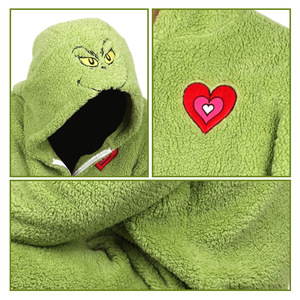 Disfraz <span class=keywords><strong>de</strong></span> Santa Claus para Niños, Unisex, Pijama <span class=keywords><strong>de</strong></span> Terciopelo con Capucha, Disfraz <span class=keywords><strong>de</strong></span> Navidad, Disfraz <span class=keywords><strong>de</strong></span> Fiesta, Disfraz <span class=keywords><strong>de</strong></span> TV y Cine, Monstruo Verde <span class=keywords><strong>Grande</strong></span> para Niñas - Product Image 6