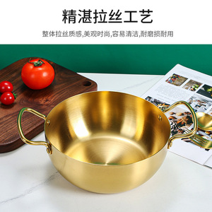 Korean-Style Stainless Steel Double-Handled <b>Pot</b> With Non-Stick Coating For Outdoor Cooking And <b>Soup</b> Making - Product Image 2