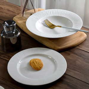 Juego de Vajilla de Porcelana Blanca <span class=keywords><strong>Pura</strong></span> para el Hogar, Plato Hondo para Pasta Italiana, Plato Tipo Sombrero de Paja, Plato para Cocina Occidental, Tazón para Comer - Product Image 3