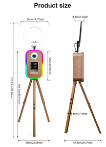 Photomaton rétro en bois grainé pour iPad et appareil <span class=keywords><strong>photo</strong></span> reflex numérique avec support d'imprimante, hauteur réglable pour mariages et événements - Product Image 3