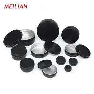 Kaleng Kosong Bulat 15Ml 50Ml 60Ml 100Ml 150Ml Tutup Sekrup Timah Hitam Kaleng Aluminium Hitam