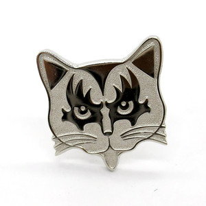 Su misura in metallo argento 3D cartoon gatto per uomo camicie regali di lusso gemelli e spilla distintivo - Product Image 4