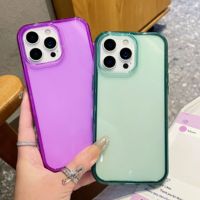 Coque de téléphone transparente 2-en-1 effet gelée couleur bonbon antichoc avec pare-chocs rigide pour iPhone 16 15 14 13 12 11 Pro Max Plus